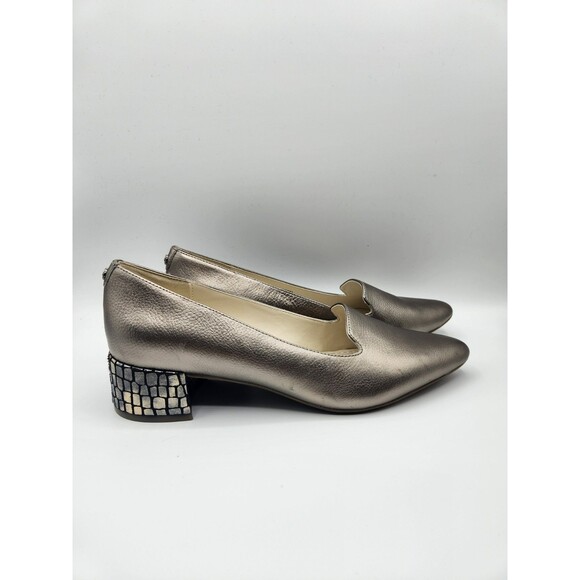 Anne Klein Kimbra Womens Leather Pointed Toe Block Heel Pumps Shoes size 8.5 M - Picture 2 of 11